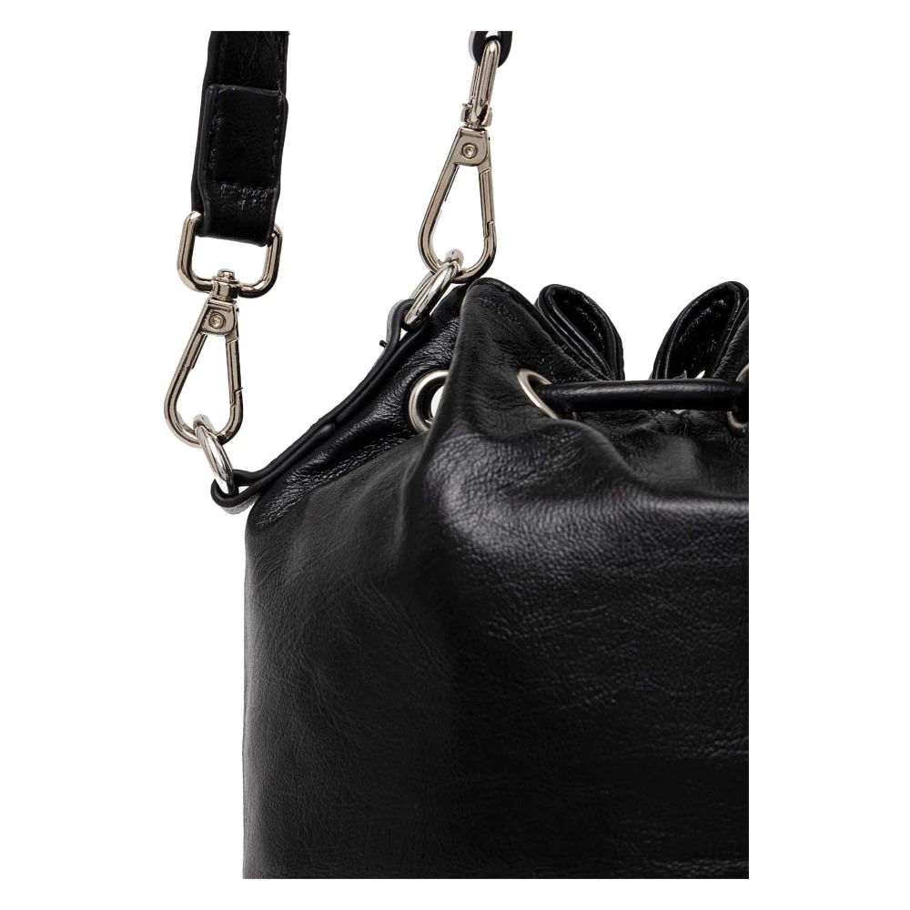 Msgm Gekraakt imitatieleer bucket bag met logodetail Black Dames