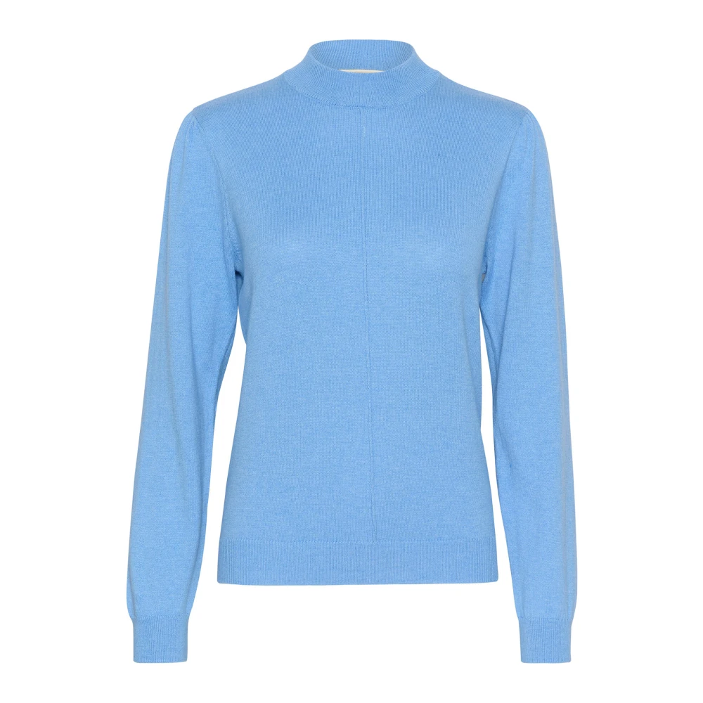 Cream Blauw Melange Gebreide Coltrui Sweater Blue Dames
