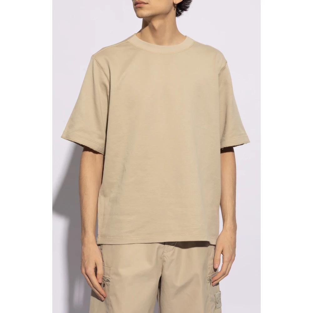 Stone Island T-shirt met logo Beige Heren