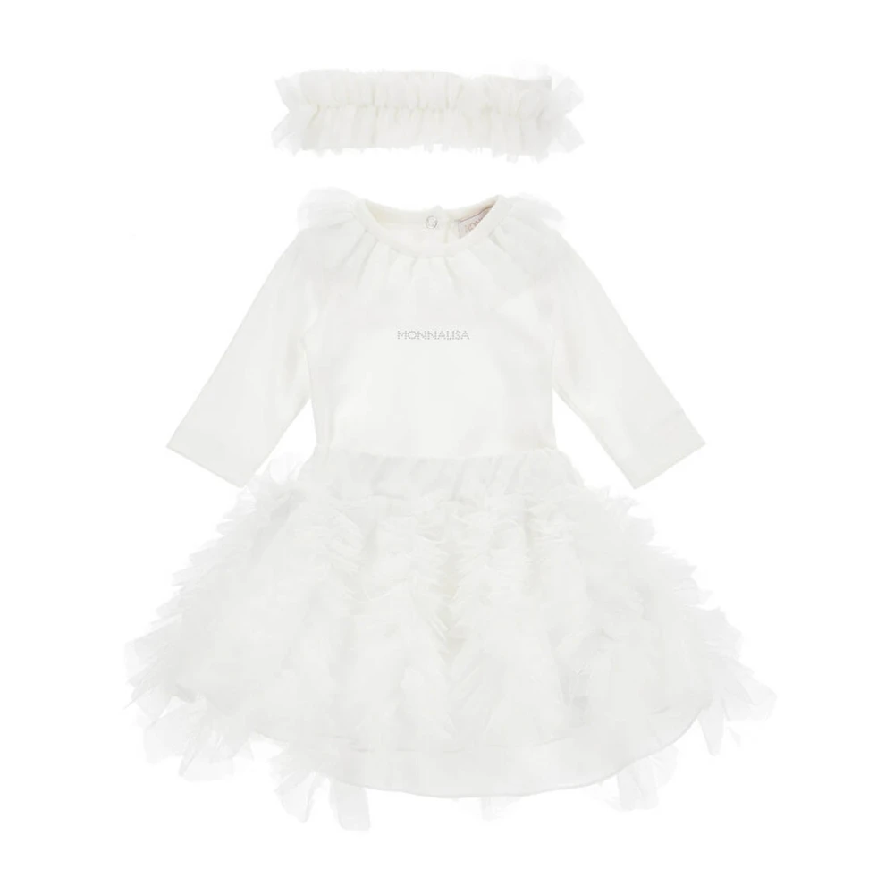Monnalisa Girls White Kids Occasion Wear, 9 M, Tulle Complete Set