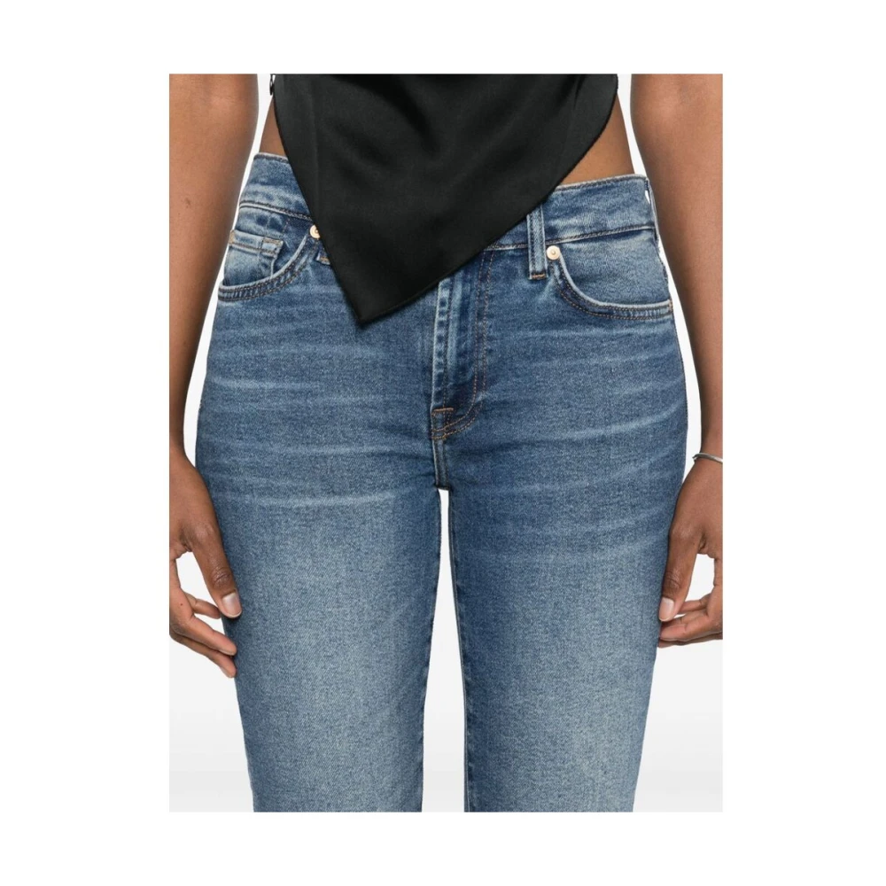 7 For All Mankind Blauwe Slim Fit Jeans Met Korte Lengte Blue Dames