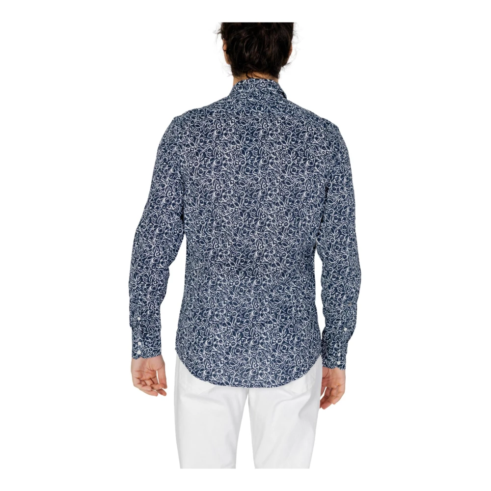 Antony Morato Blauw Bedrukt Katoenen Overhemd met Lange Mouwen Blue Heren
