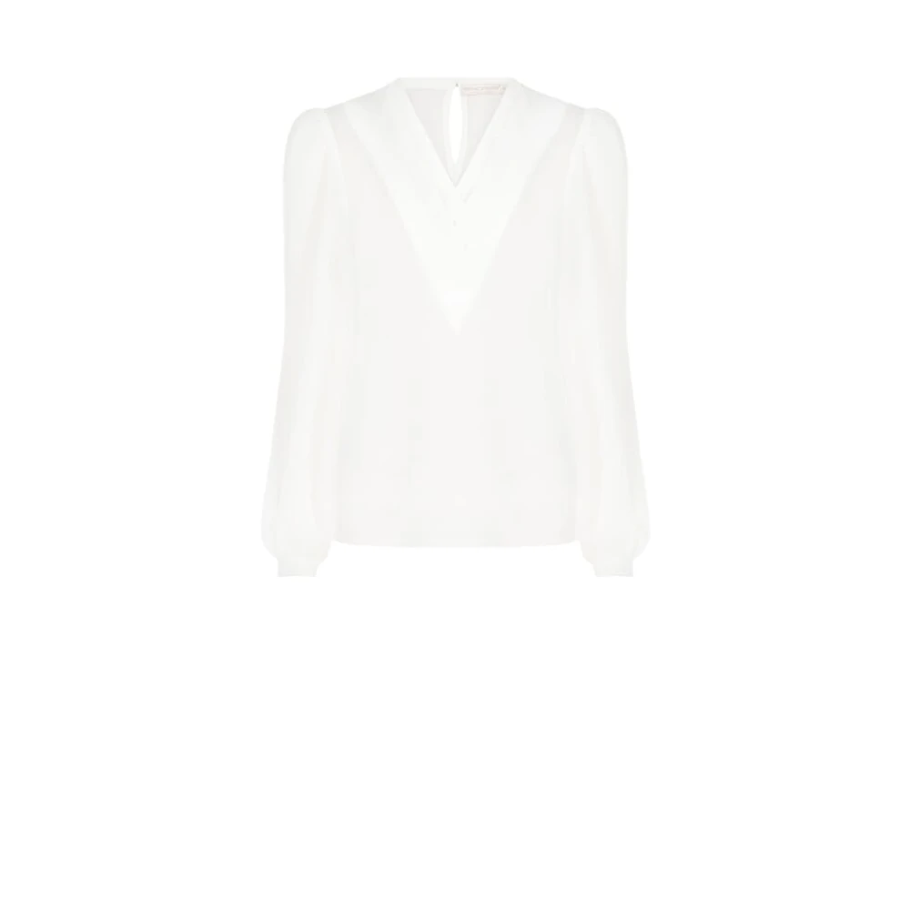 RINASCIMENTO Georgette blouse met V-hals lange mouwen White Dames