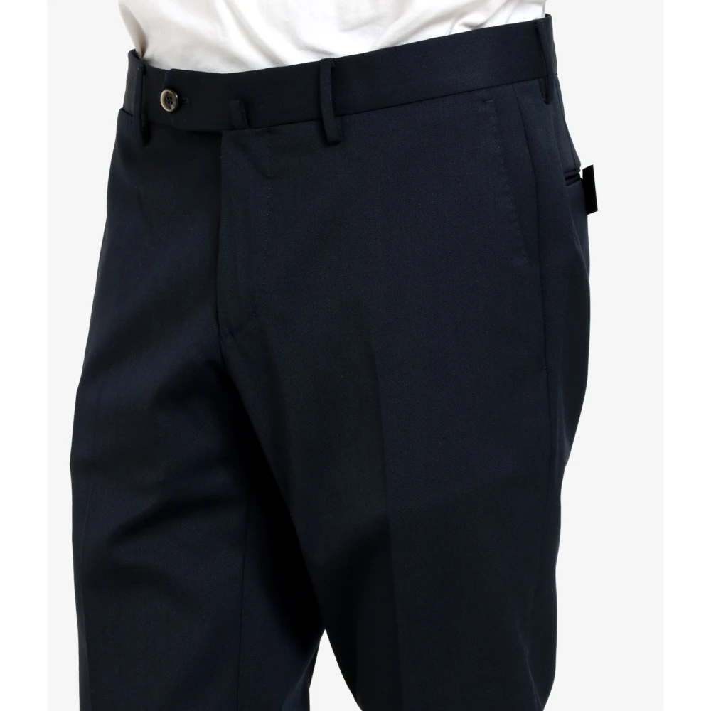 PT Torino Blauwe Wol Getailleerde Broek Slim Fit Blue Heren