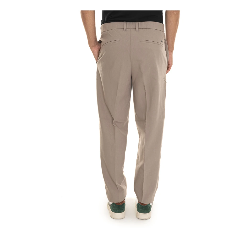 Emporio Armani Elastische Taille Katoenen Broek Beige Heren