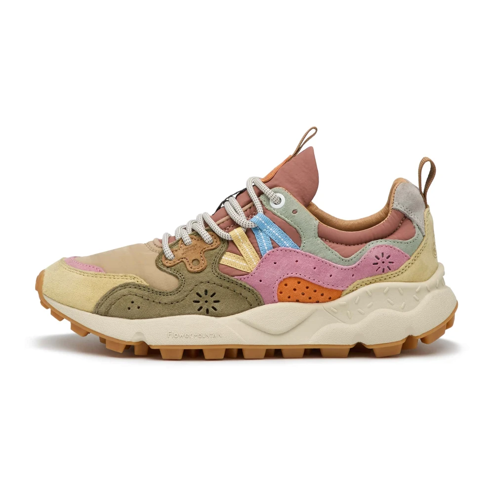 Flower Mountain Vrouw Multicolor Suede And Technical Fabric Sneakers Yamano 3 Woman