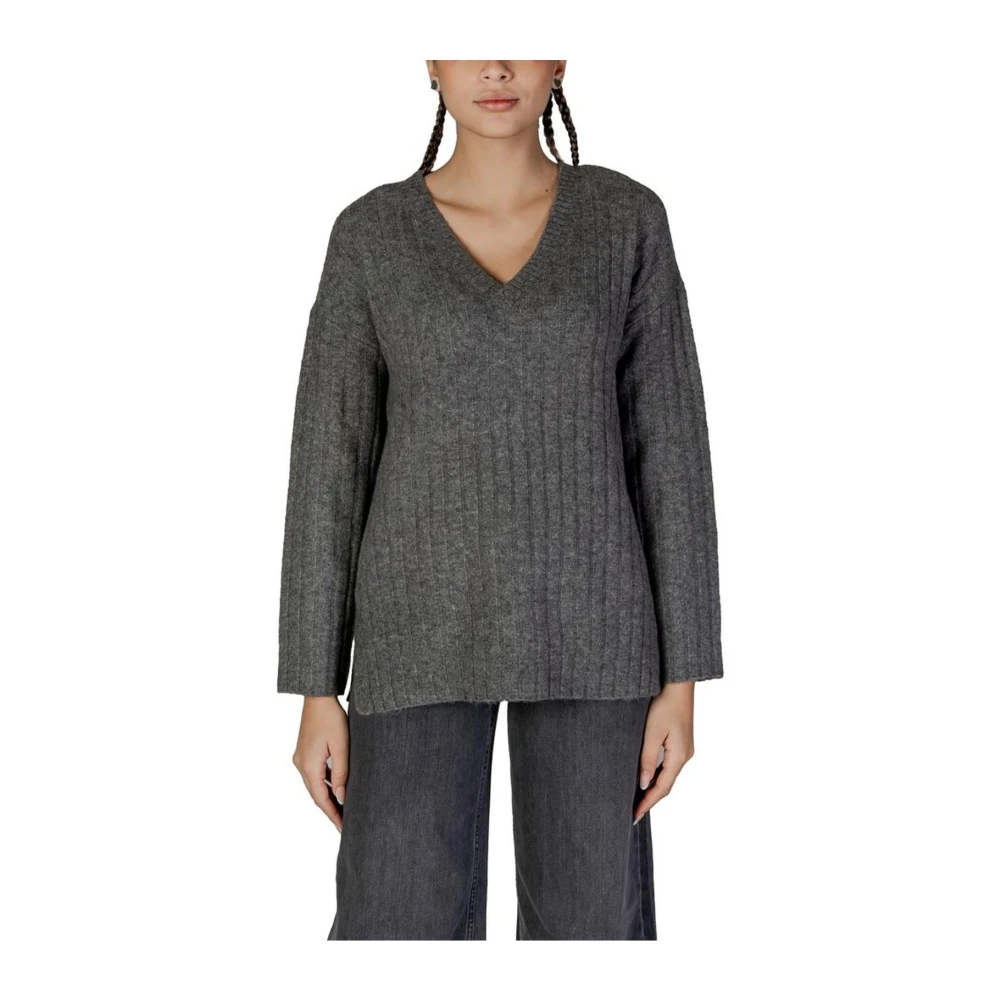 Vila Acryl Blend Sweater met Polyester Gray Dames