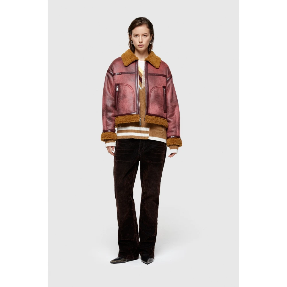 OOF Wear Omkeerbare schapenvachtjas recht gesneden Pink Dames