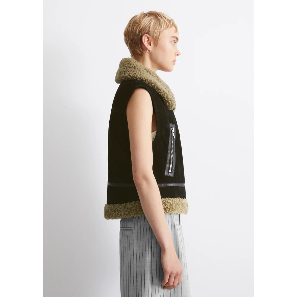Marc O'Polo Aviator leren vest relaxed Black Dames