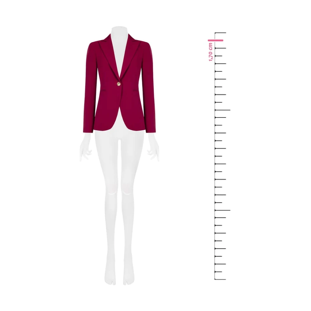 RINASCIMENTO Single Button Technical Fabric Blazer Jacket Red Dames