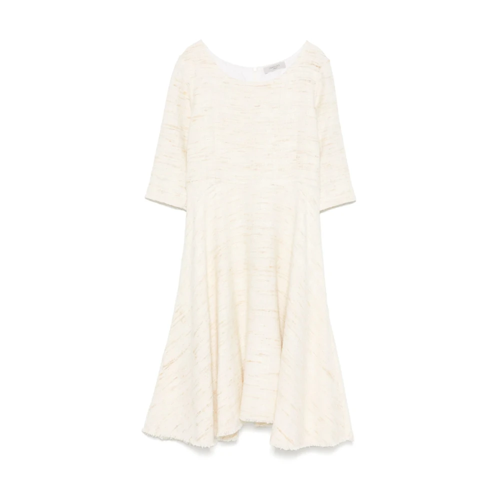 Charlott Beige Zijden Jurk met Ronde Hals Beige Dames