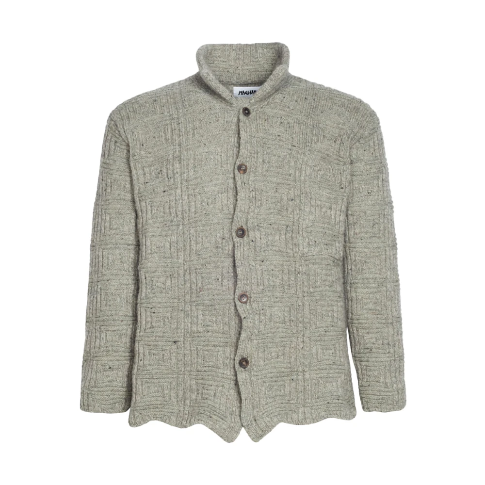 Magliano Chunky Gebreid Vest met Hoge Kraag Gray Heren