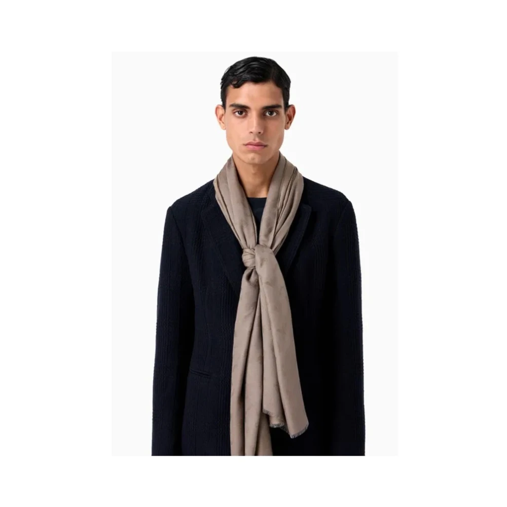 Emporio Armani Eagle Jacquard Modal Viscose Sjaal Brown Unisex