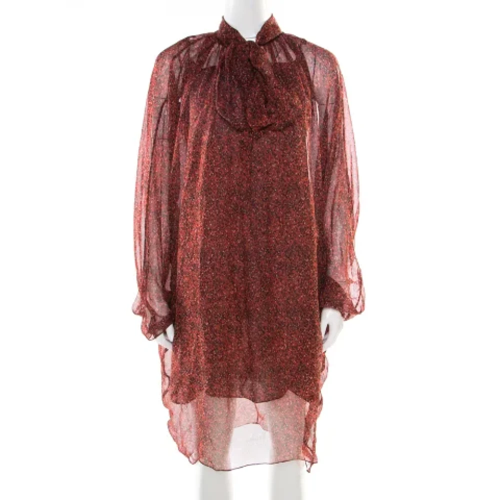 Yves Saint Laurent Vintage Pre-owned Silk dresses Red Dames