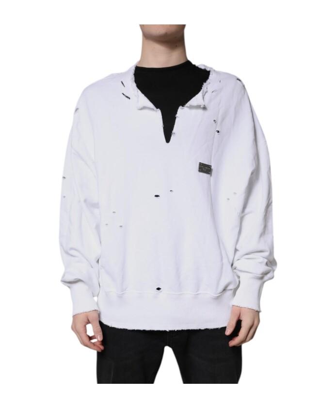 white-cotton-v-neck-logo-sweatshirt