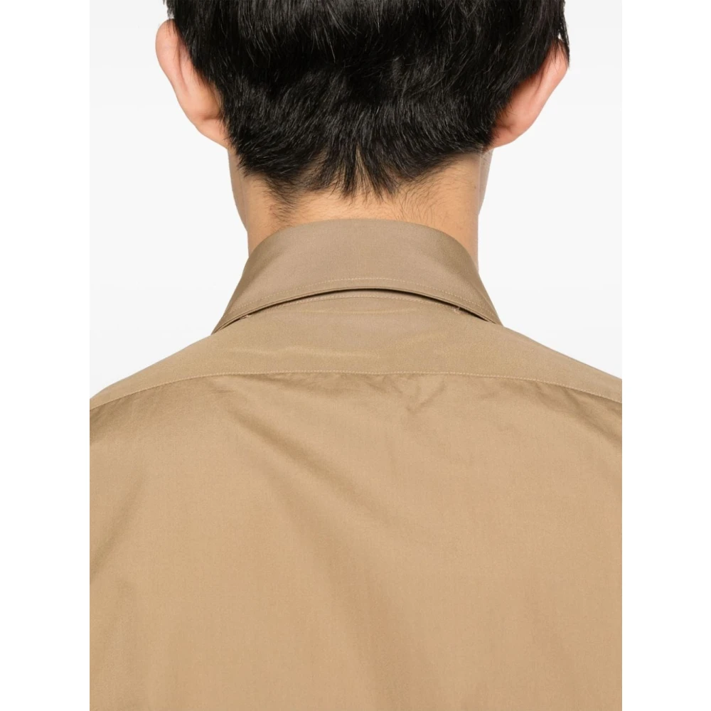 Maison Margiela Poplin Overhemd met Puntkraag Ruwe Zoom Brown Heren
