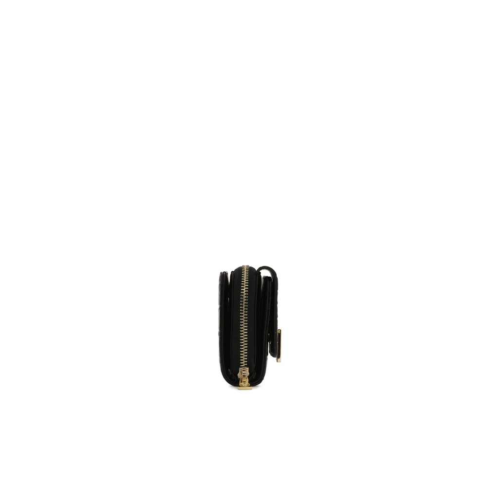 Kazar Kleine leren portemonnee met metalen sluiting Black Dames