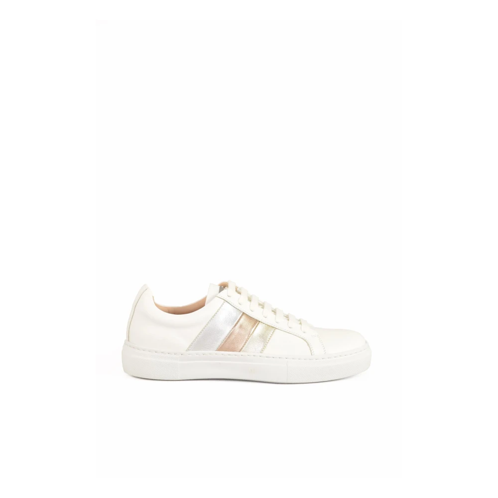 Fabiana Filippi Leren Sneakers Rubberen Zool Model Dames Schoenen Wit