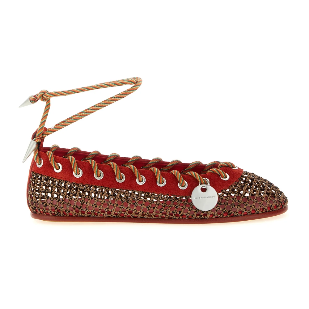 Kiko Kostadinov Vrouw Rood Schoenen Dames, 38 Eu, Leer, Reticella Ballerina's