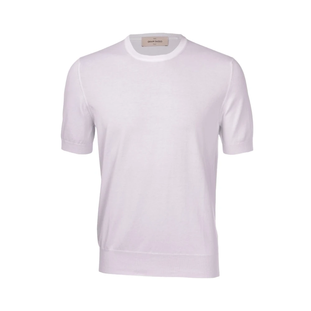 Gran Sasso Mannelijk Wit Gebreid T-Shirt Met Ronde Hals