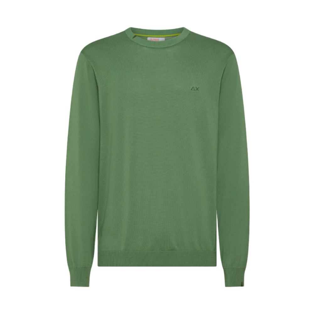Sun68 Men's Green Round-Neck Knitwear, L, Basic Sage Jumper