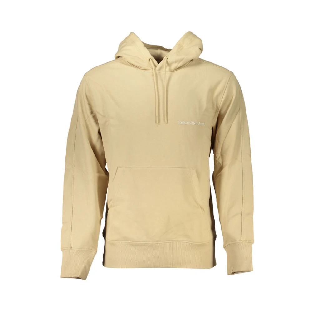 Calvin Klein Men's Beige Hoodies, 2XL, Brushed Cotton Hooded Sweatshirt