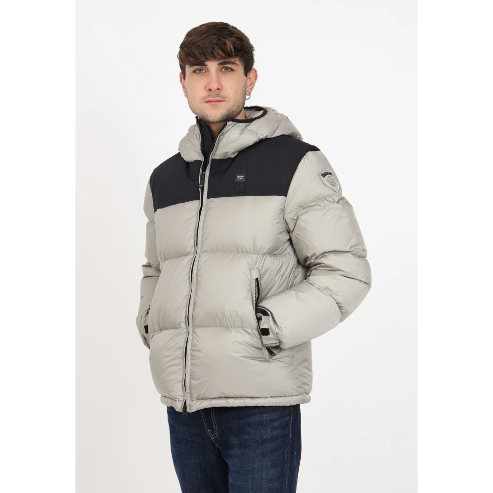 Blauer Heren Gewatteerde Jas met Neopreen Details Gray Heren