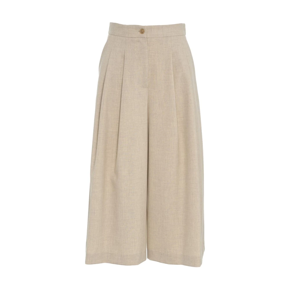 Ottod'Ame Beige Geplooide Bermuda's Beige Dames