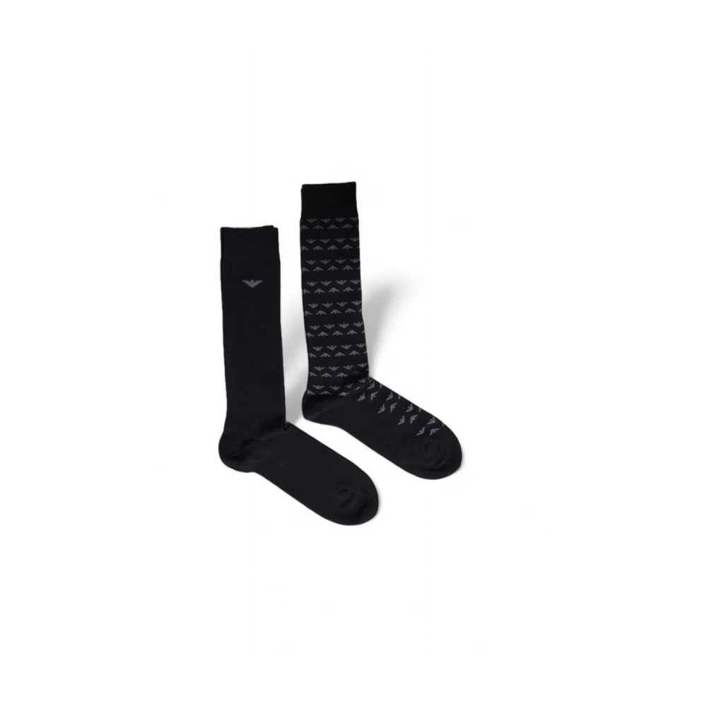 Emporio Armani Zwarte Katoenen Eagle Logo Sokken Black Heren
