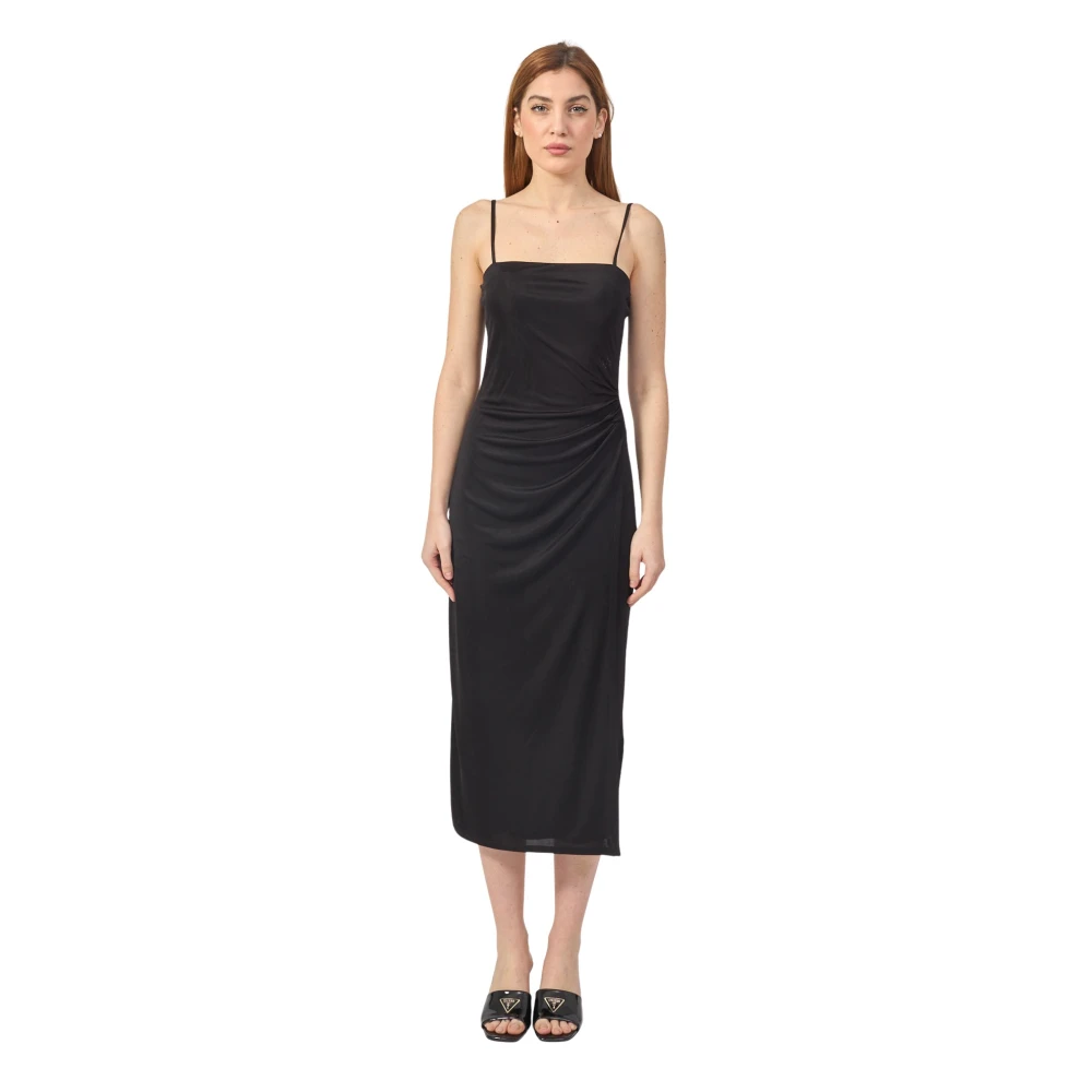 Armani Exchange Zwarte lange jurk met dunne bandjes Black Dames