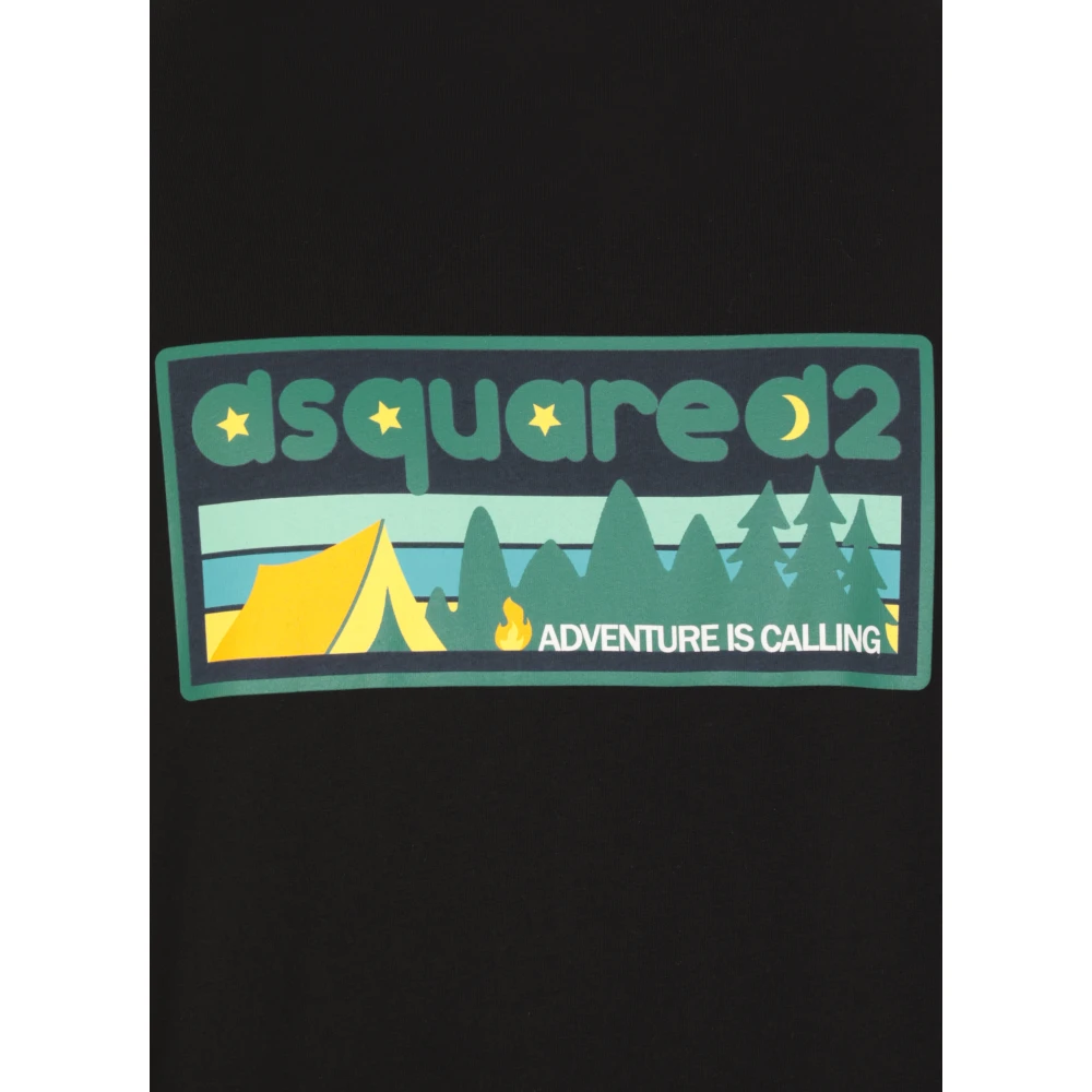 Dsquared2 Zwarte Katoenen T-shirt met Logoprint Black Heren