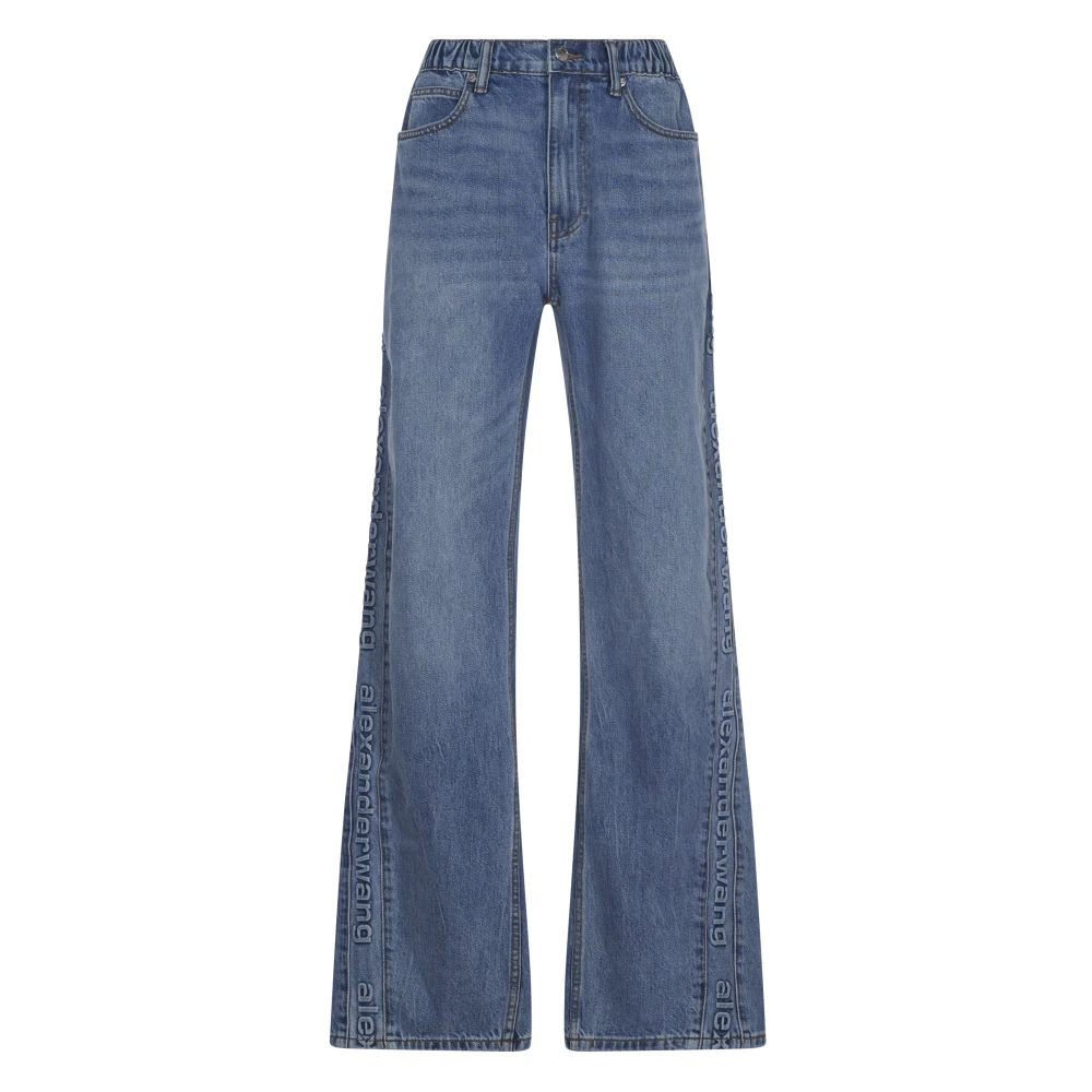 Alexander wang Ballon Jogger Broek met Logo Panelen Blue Dames