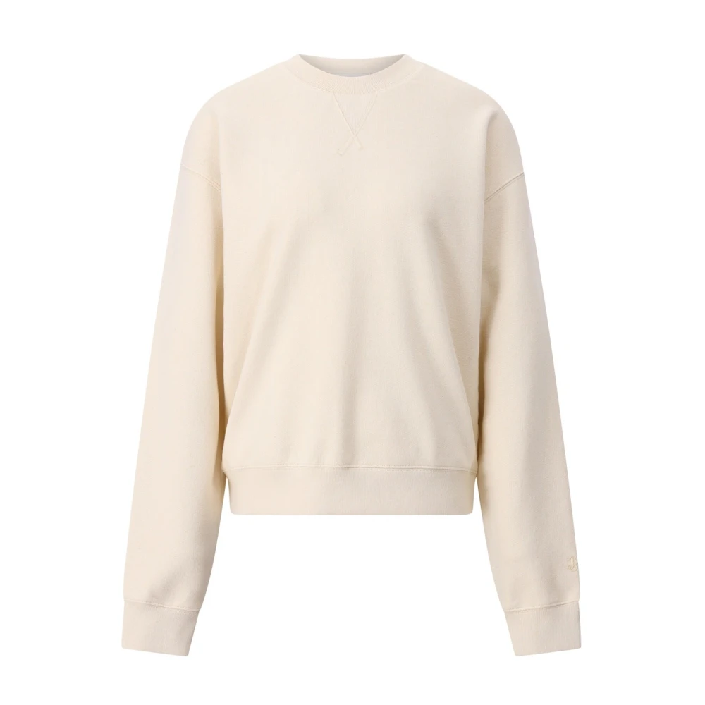 Jil Sander Kvinno Beige Sweatshirts & Hoodies Dam, S, Bomull, Bomullssweatshirt Med Stiliga Detaljer