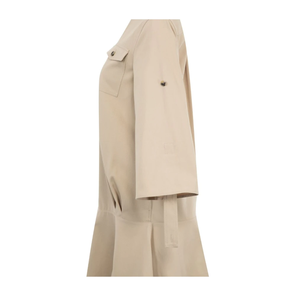 Loewe Beige Katoenen Chemisier Jurk met Anagram Patch Beige Dames