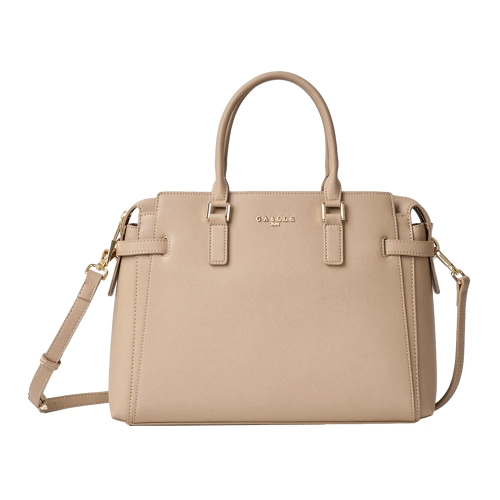 Gaëlle Paris Maxi Schouderband in Kameel Faux Leer Beige Dames