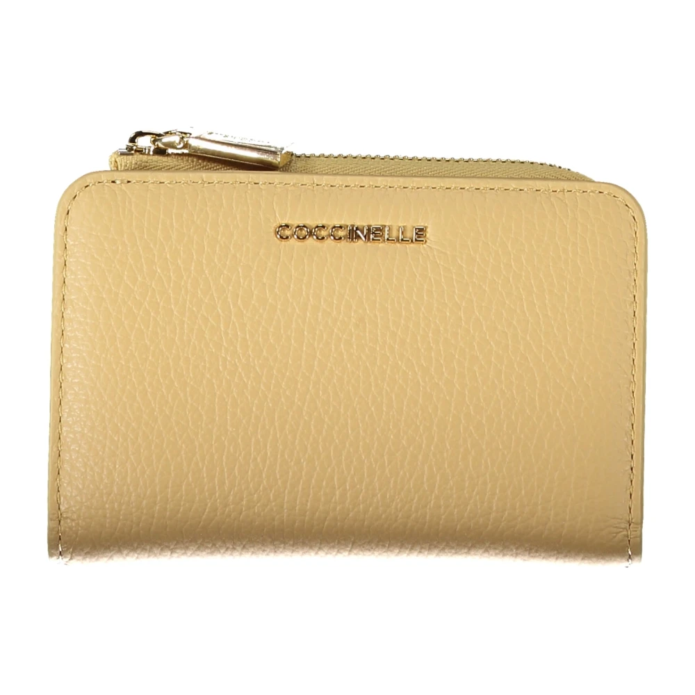 Coccinelle Leren portemonnee met dubbele kaartsleuven Beige