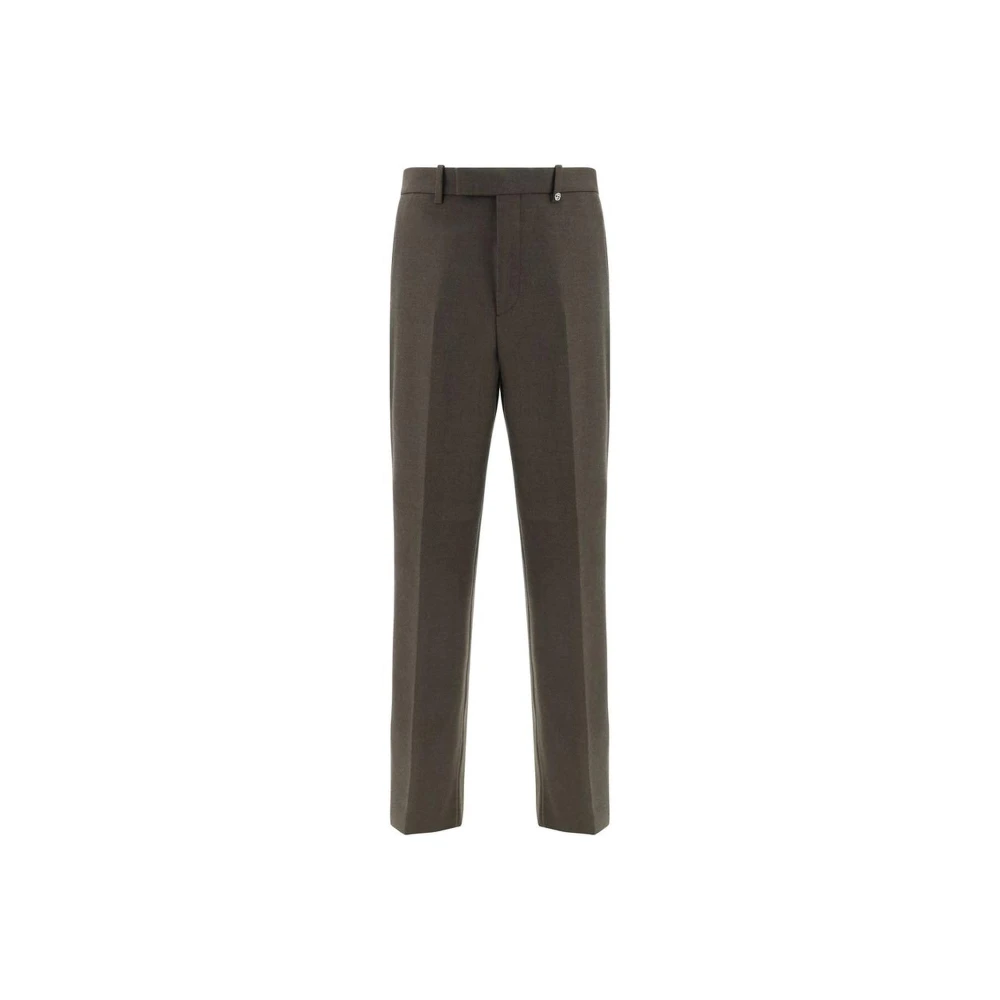 Burberry Melange Wollen Broek met Zakken Sluiting Brown Heren