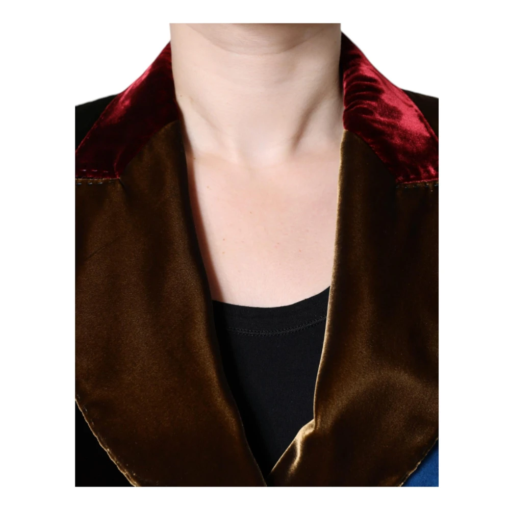 Dolce & Gabbana Patchwork Blazer Jas met Zijden Voering Multicolor Dames