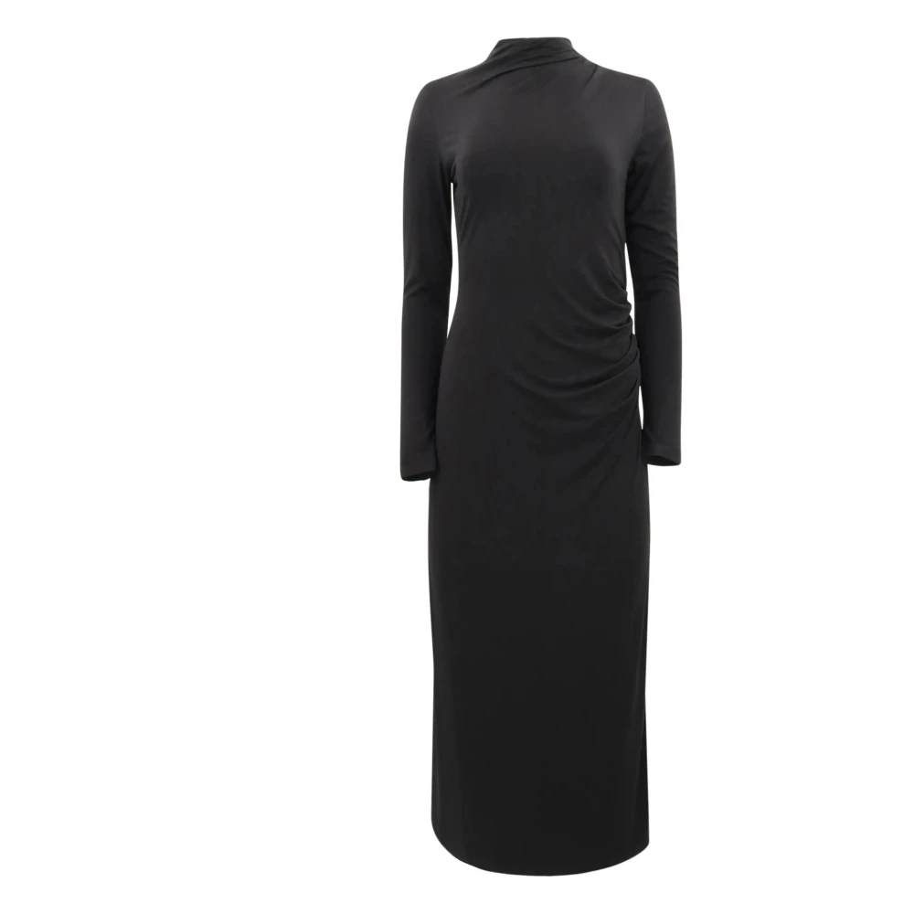 Vince Gerimpelde Maxi Jurk in Zwart Black Dames
