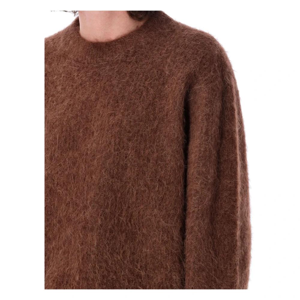 Séfr Chunky Crew Neck Alpaca Sweater Brown Heren