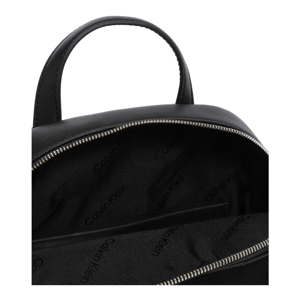 Calvin Klein Logo Patroon Rits Rugzak Multipockets Black Dames