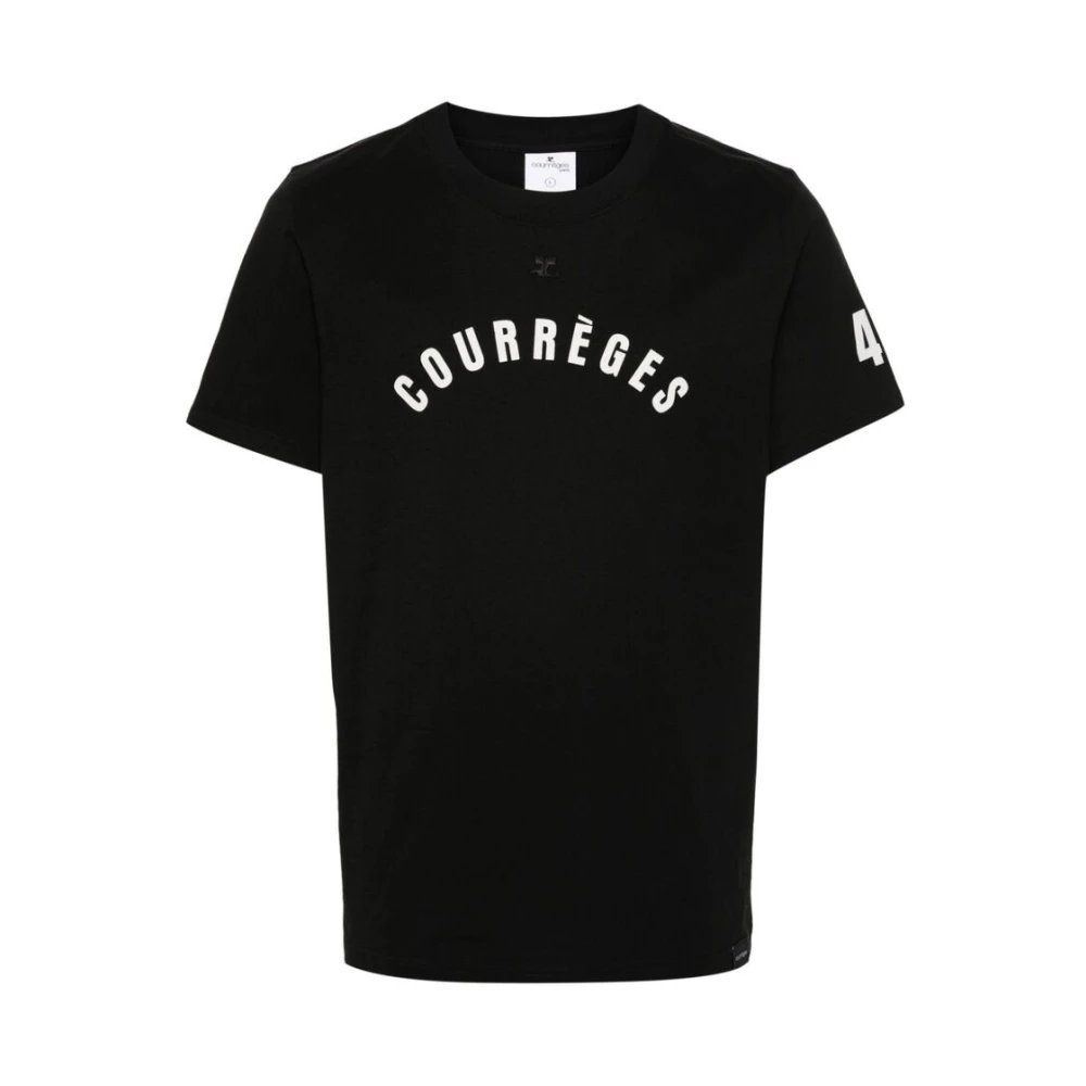 Courrèges Zwart Logo Print T-Shirt Black Heren