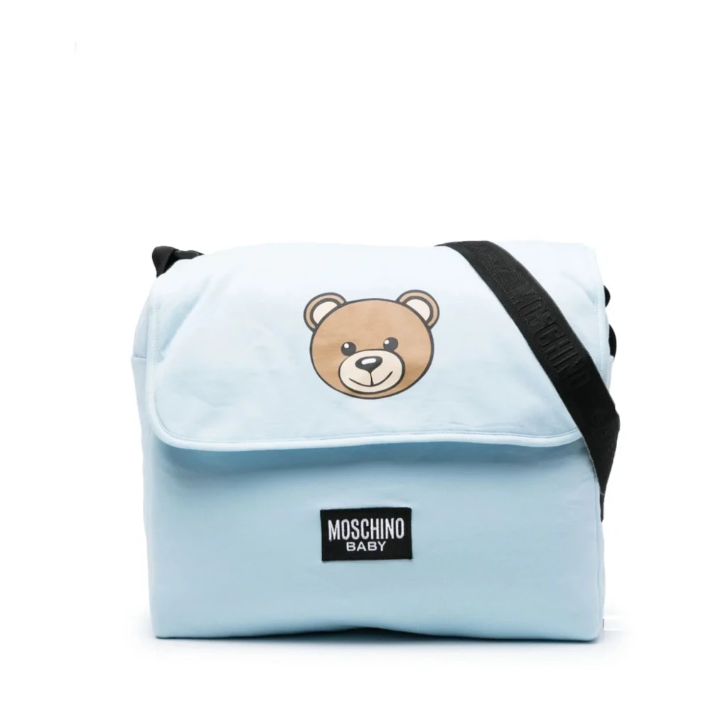 Moschino Blauwe katoenen luiertas met Teddybeer Blue Unisex