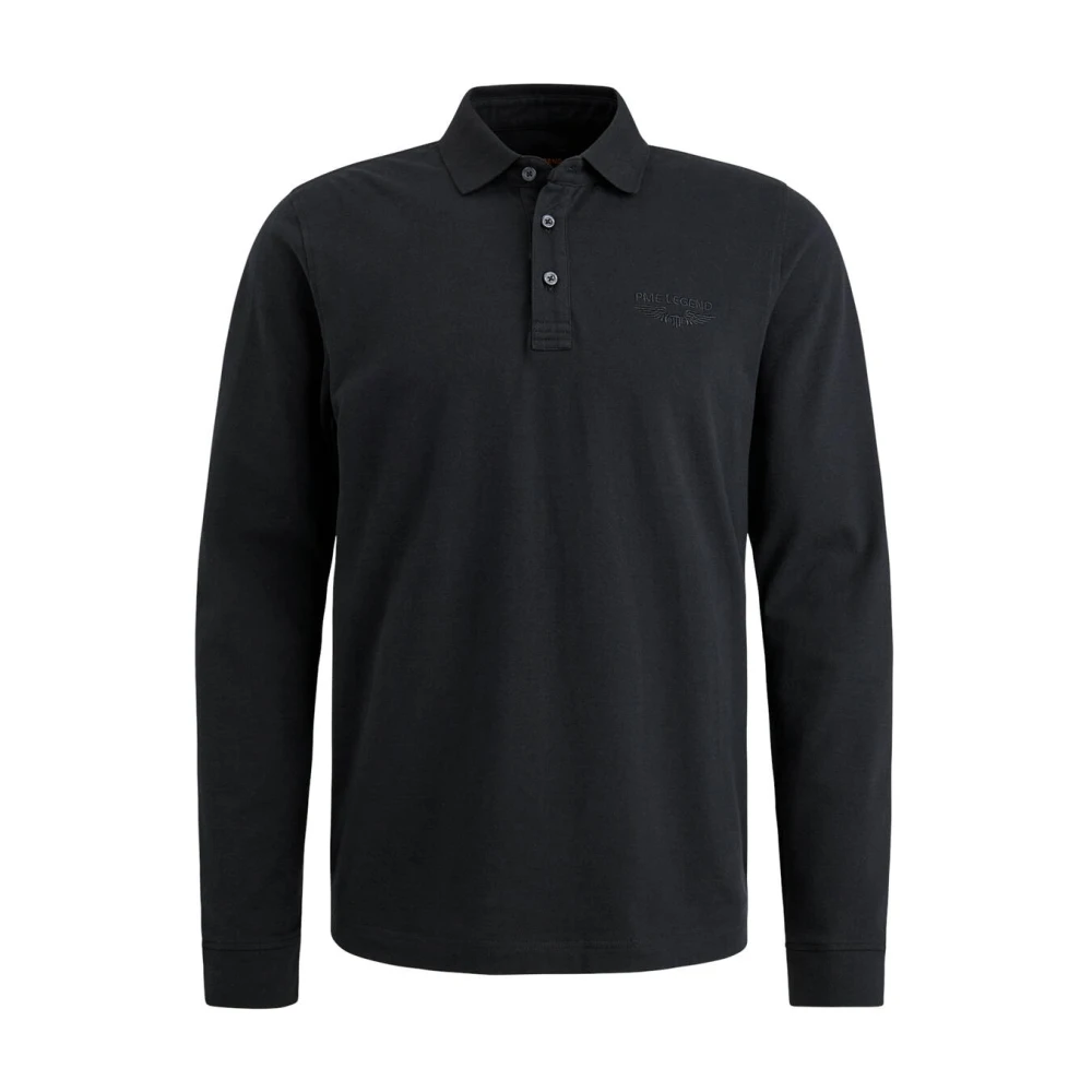 PME Legend Lange Mouw Polo Peached Pique Black Heren