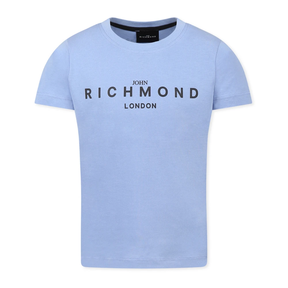 John Richmond Blå Bomull T-shirt med Logo Blue, Unisex