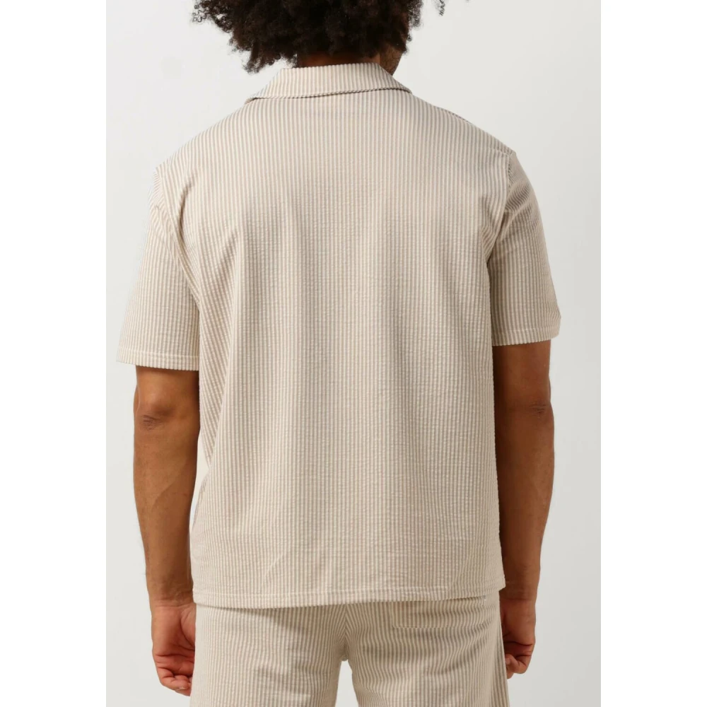 Selected Homme Taupe Seersucker Polo Shirt Beige Heren