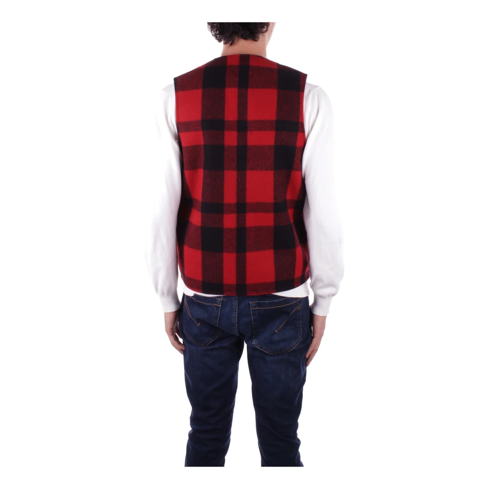 Filson Wollen Gilet Voorste Knoop Zakken Red Heren