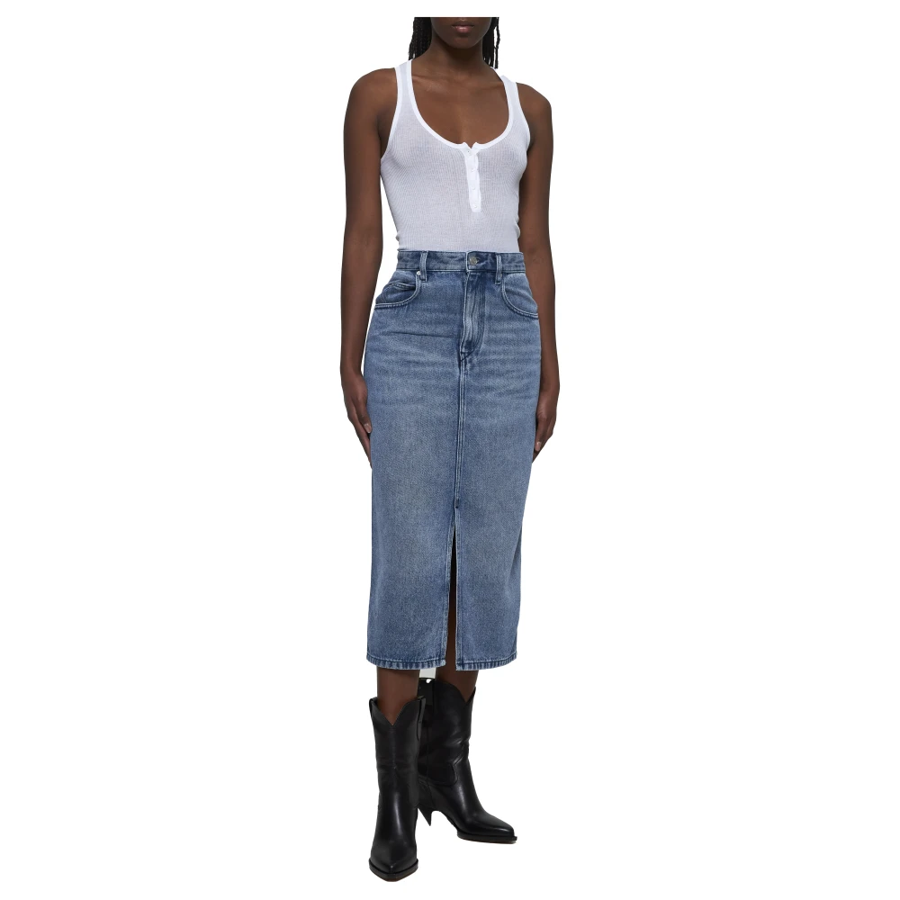 Isabel marant Blauwe Straight Cut Jeans met Logo Blue Dames