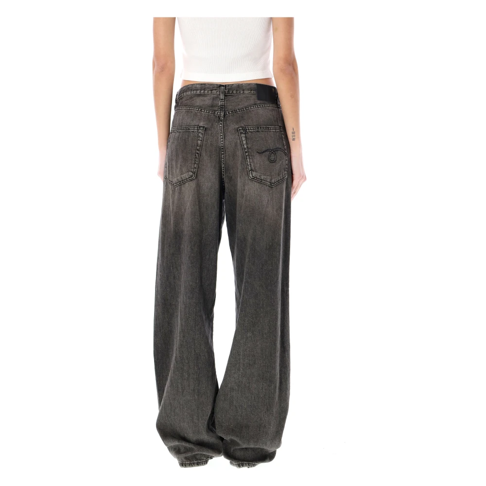 R13 Damon Pleated Wide Leg Jeans Gray Dames