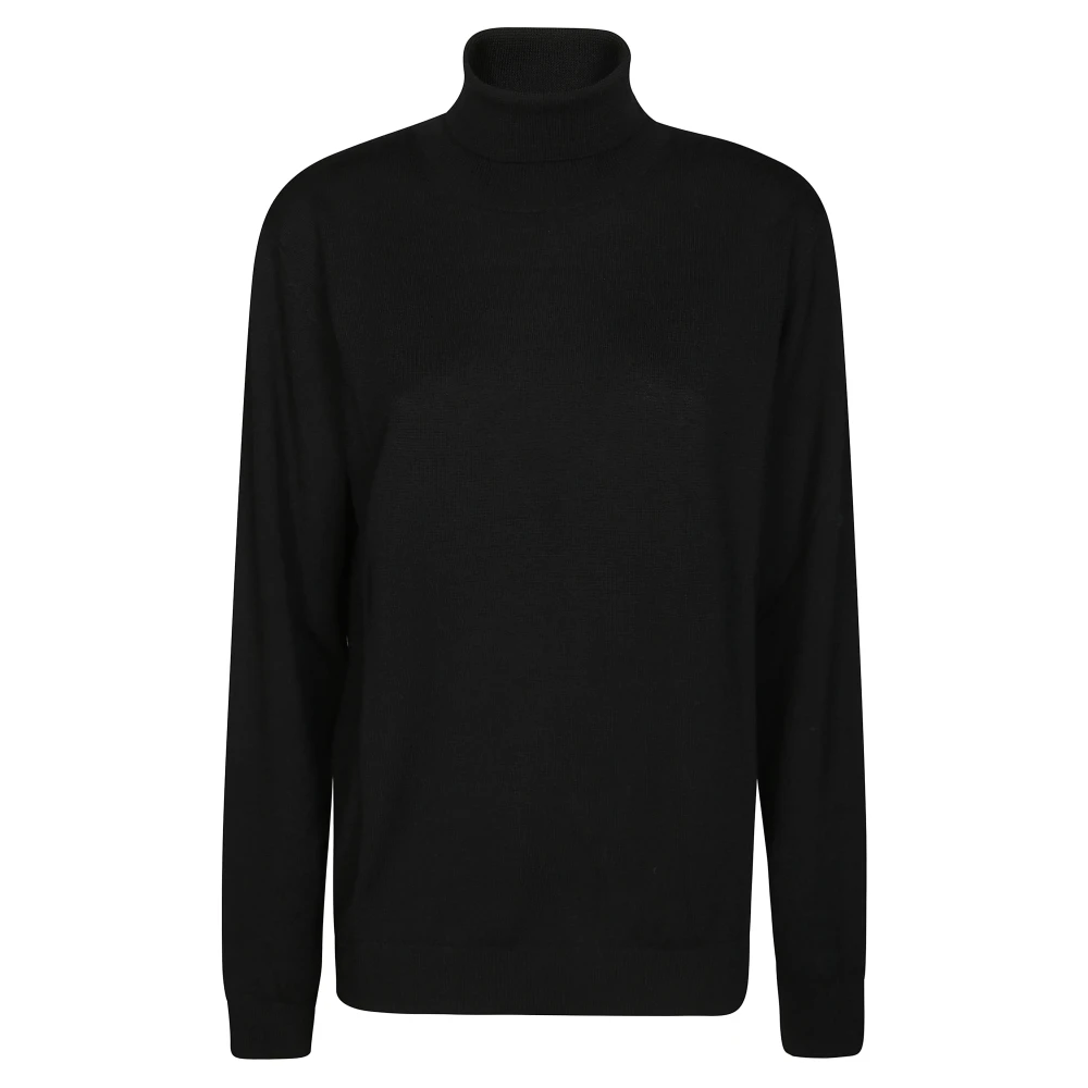 Daniele Fiesoli Men's Black Merino Wool Turtleneck Sweater
